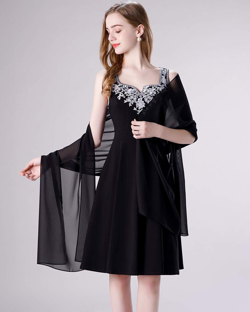 [Australia] - Soft Chiffon Scarve Shawls Wraps for Dresses Women Accessories Black 