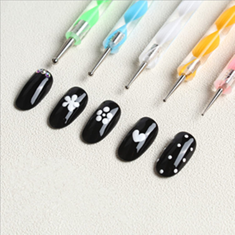 [Australia] - JSDOIN 5 pc 2 Way Dotting Pen Tool Nail Art Tip Dot Paint Manicure kit 