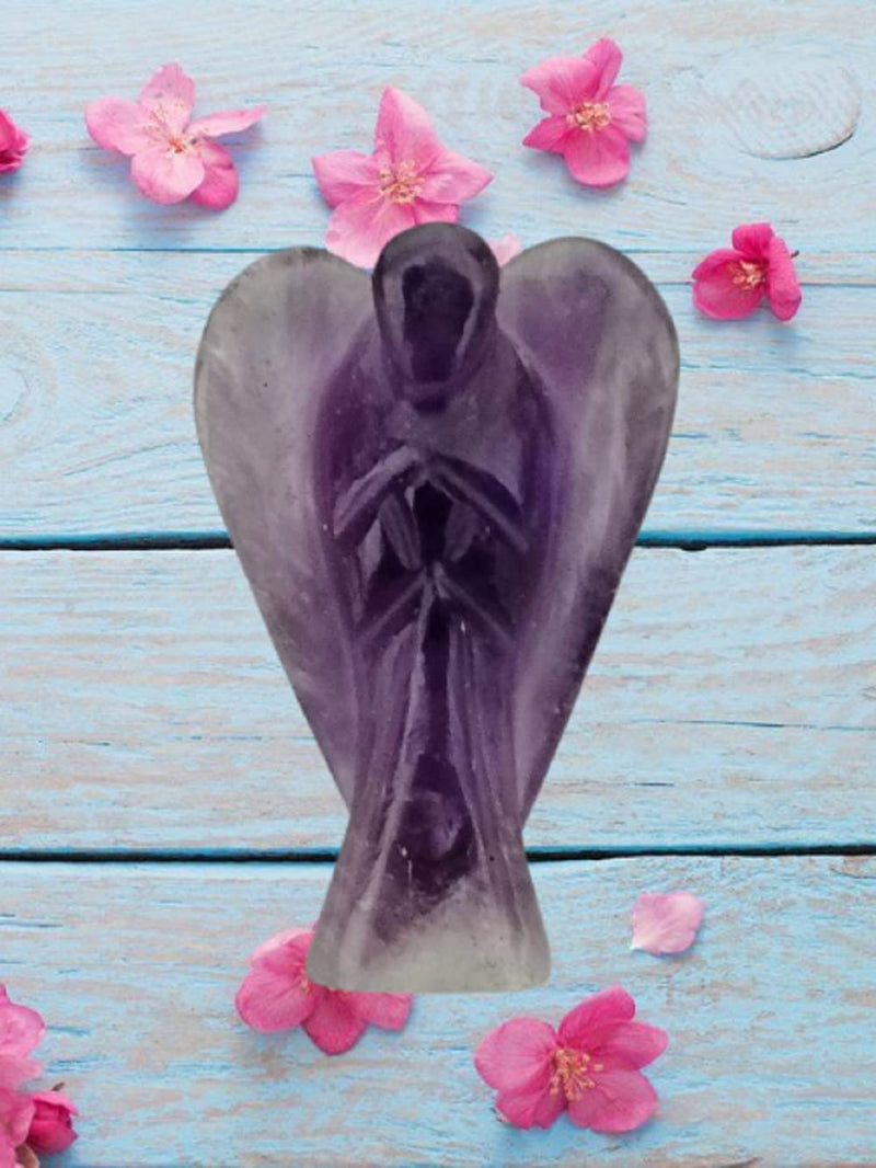 [Australia] - Amethyst Guardian Angel Hand Carved 2 Inch Crystal Pocket Natural Gemstone Statue Mini Figurine Ornament Decoration, Reiki Healing Spiritual Stones 