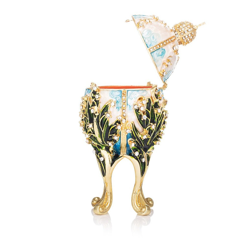 [Australia] - QIFU Hand Painted Enameled Faberge Egg Style Decorative Hinged Jewelry Trinket Box Unique Gift Home Decor Skyblue 