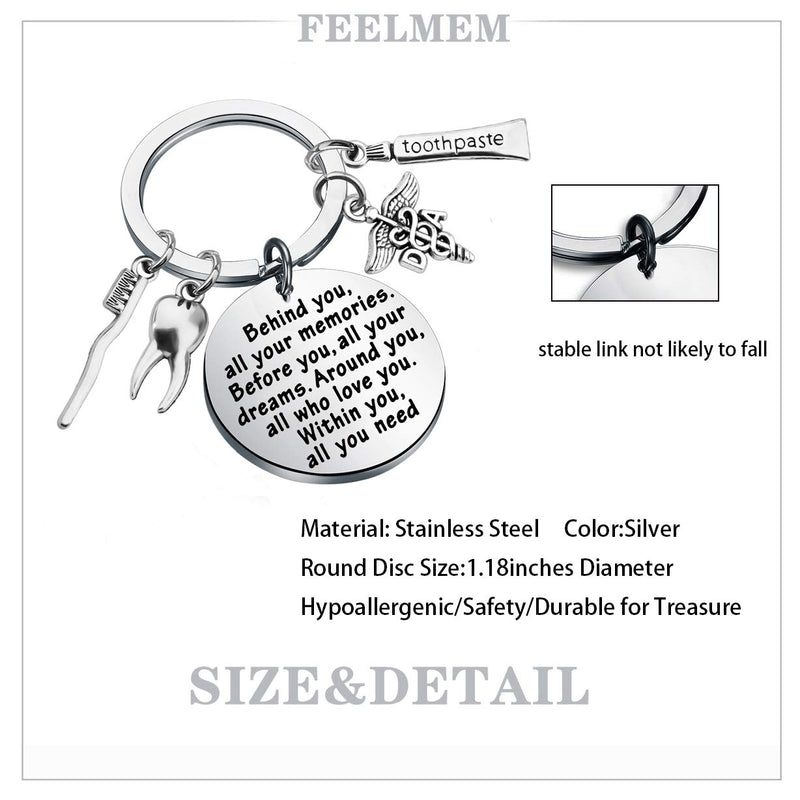 [Australia] - FEELMEM Dental Assistant Keychain Future Dentist Gift DA Graduation Gift Behind You All Memories Before You All Your Dream Inspirational Gift for Her 