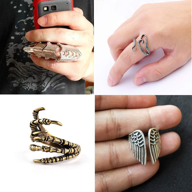[Australia] - 11 Pcs Vintage Frog Rings Cute Animal Open Ring Retro Snake Rings Set Full Finger Ring Statement Biker Punk Rings for Women Girls Men 11pcs 