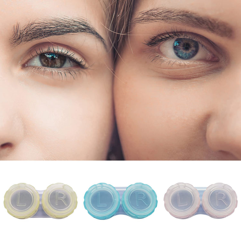 [Australia] - 3 Pack Contact Lens Cases Contact Lens Holder Box Left/Right Eyes Contact Transparent Macaron Lens Container, 3 Colors A3YJH-1 