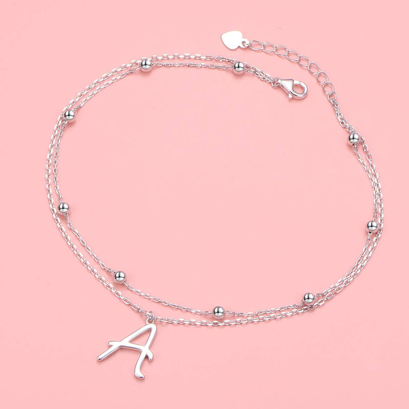 [Australia] - Anklet for Women S925 Sterling Silver Adjustable Foot Ankle Bracelet with Initials Anklets for Girls Initial A 