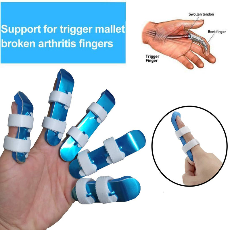 [Australia] - Footsihome Finger Splint Metal Pack of 5 Broken Finger Brace Support Mallet Finger Stabilizer for Adults and Children Finger Knuckle Joint Fixation - 3 Size Blue 5 Pack 