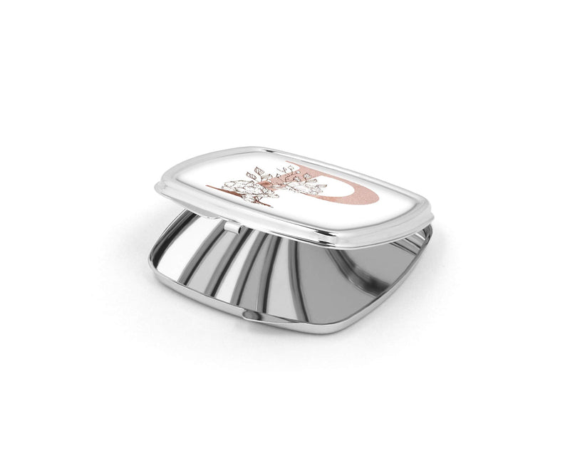 [Australia] - Personalised Initial P Any Letter Vintage Rose Gold Blush Compact Pocket Mirror Initials Custom Monogram 