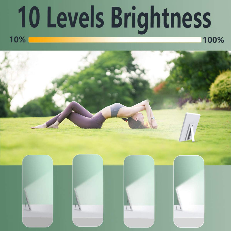 [Australia] - Easysleep Sun Lamp 10000 Lux LED Energy Therapy White Warm Light with 7 Timer and 10 Adjustable Brightness and with Memory Function and 2 Flexible Placement. (White) 