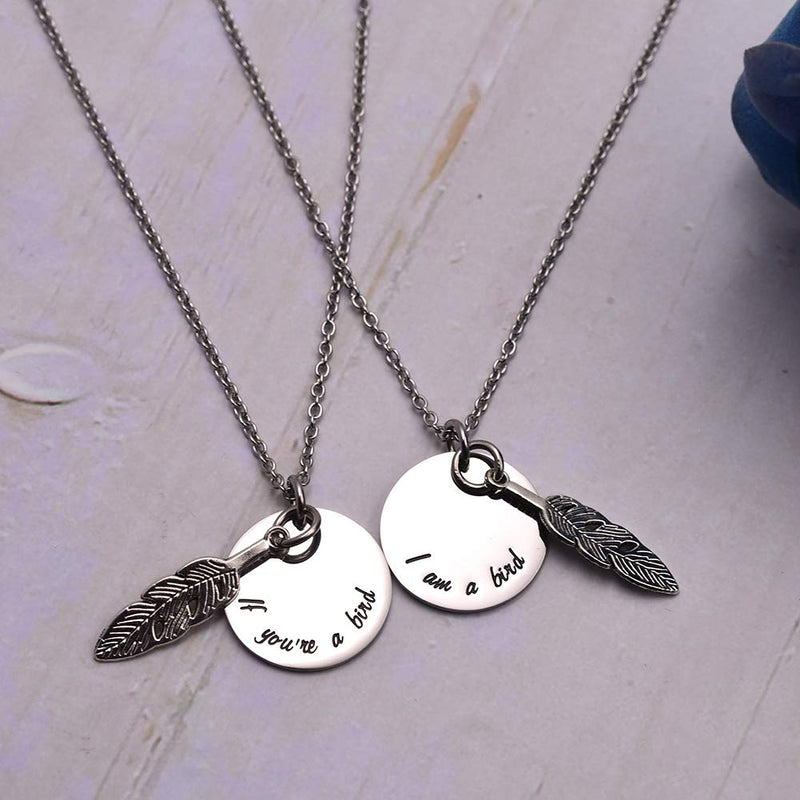 [Australia] - LParkin If You're A Bird I'm A Bird Boyfriend Girlfriend Couples Anniversary Wedding Day Necklace Keychain Set Stainless Steel Polished Finish If You're A Bird I'm A Bird Necklace Set 