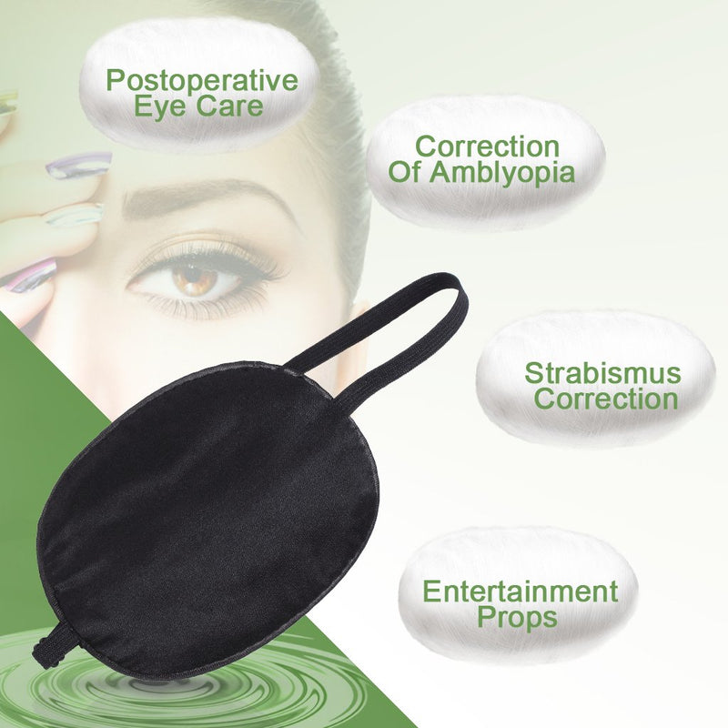 [Australia] - Pure Silk Eye Patch For Adults, Amblyopia Obscure Astigmatism Training Strabismus Correction Black 