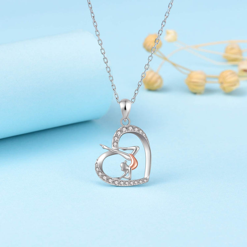 [Australia] - JXJL Girls Gymnastics Necklace Flipping Gymnast Charm Pendant S925 Sterling Silver USA Team Sports Inspirational Graduation Jewelry for Teens Women gymnast9536 