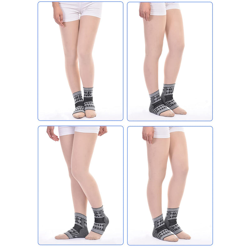 [Australia] - HSManLian 1 Pair AnkleSupport-Ankle Compression Sleeve for Women and Men Sprained Ankle, Running, Soccer, Volleyball, Sports ，Basketball Everyday Use Grey One Size 
