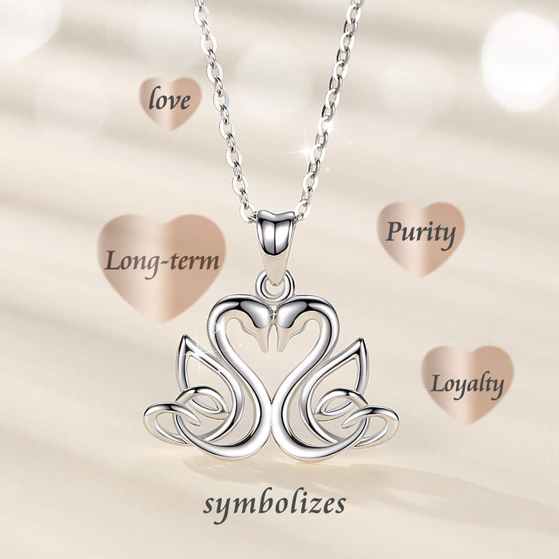 [Australia] - Eusense Sterling Silver Swans Necklace Pendant Infinity Love Necklaces Birthday Jewelry Gifts with 18'' Chain for Women Girls 