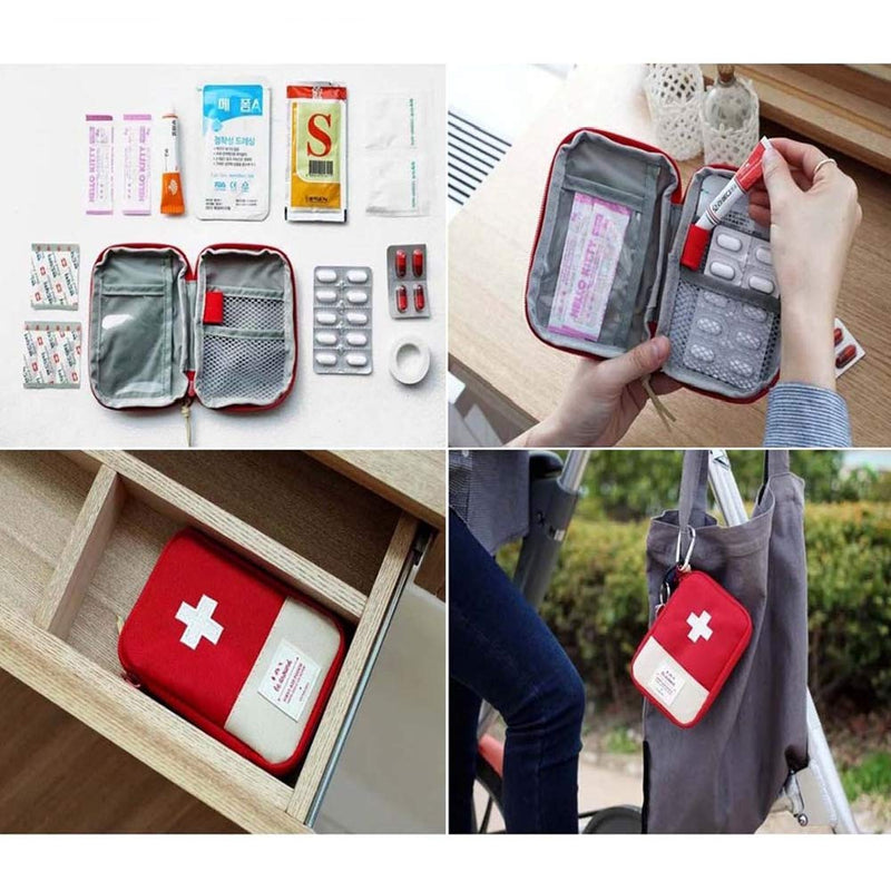 [Australia] - EQLEF Mini First Aid Kit Bag, Portable Medicine Storage Bag Drug Packing Bag For Outdoor Travel (Red) 