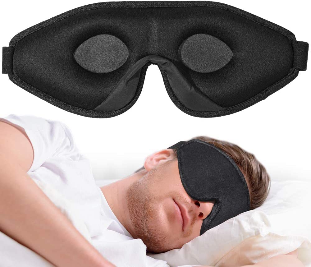 [Australia] - onaEz Sleep Mask for Women & Men, 3D Comfort Ultra Soft Premium Eye Mask for Sleeping, Block Out Light 100% Eye Shade Cover, Adjustable Strap Silk Foam Eye Mask Blindfold, Travel/Naps/Yoga/Plane/Night Black 