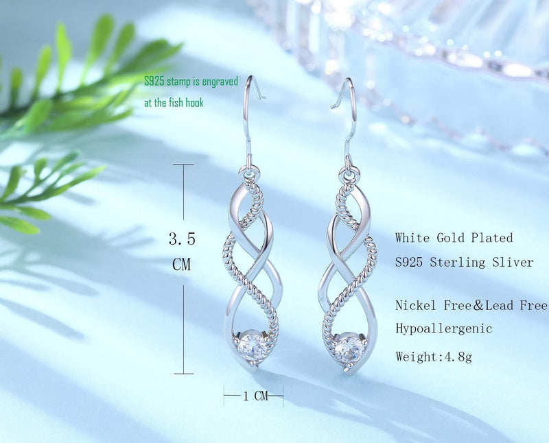 [Australia] - Sterling Silver Drop Earrings,Celtic Knot Women Dangle Earring for Women Girls,Fashion Hypoallergenic Earring with Zircon Good Luck Irish Linear Drop Earrings,Infinity Love Knot Earrings Jewelry Gift 