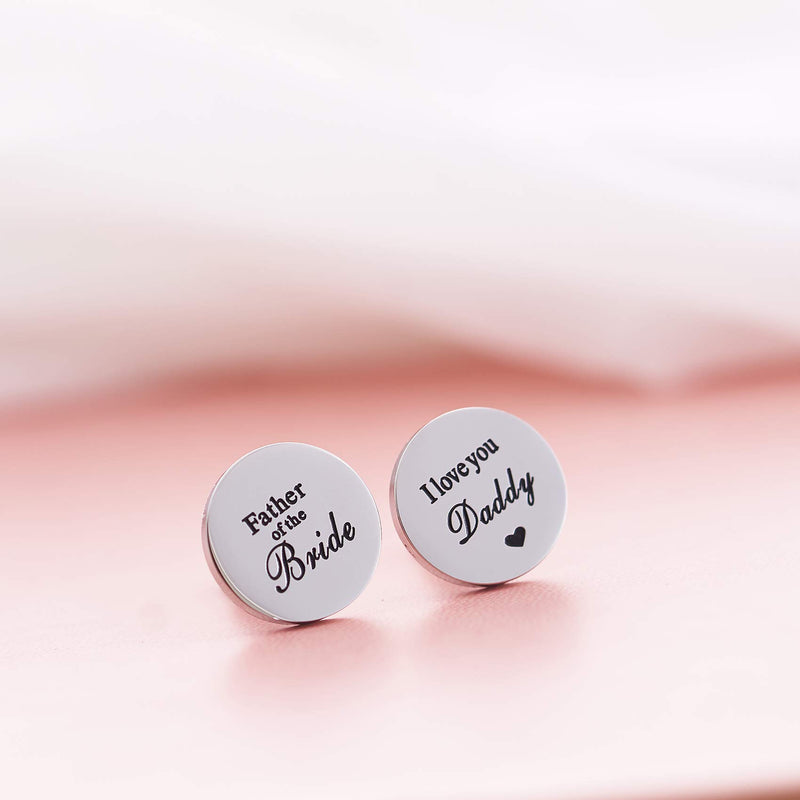 [Australia] - Melix Home Wedding Gifts for Him, Father of The Bride I Love You Daddy Round Cuff Links, Wedding Gift for Daddy from Daughter Grey 