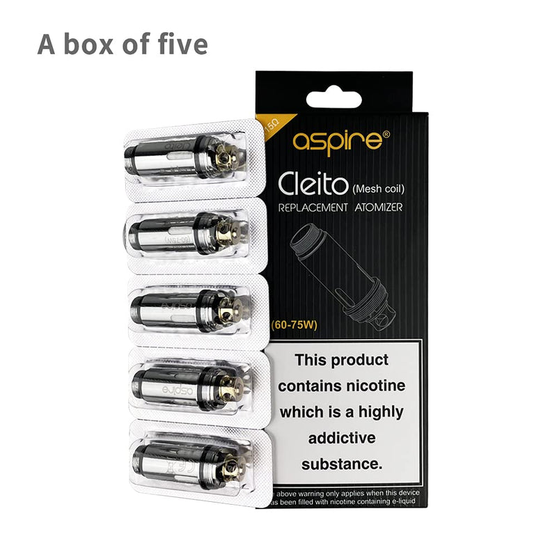 [Australia] - Aspire Cleito Mesh Coil 0.15ohm Replacement Atomizer Pack of 5, 2pcs Vapeband(1x 18mm Diameter +1x 22mm Diameter) Suitable for Most Types of Tanks 