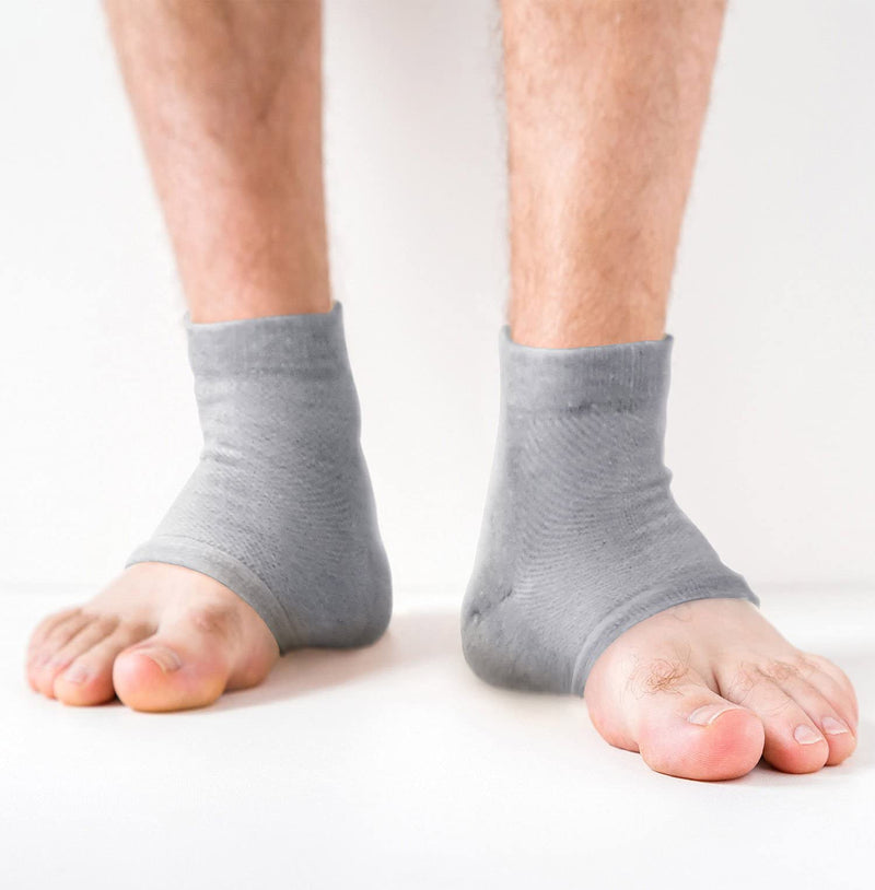 [Australia] - Moisturizing Socks for Cracked Heels - Fast Cracked Heel Repair. Dry Rough Heel Treatment - Toeless Gel Heel Socks Infused with Aloe Moisturier Lotion Softening Spa Socks Fits Women Men Feet - Large Large (Pack of 3) Grey 