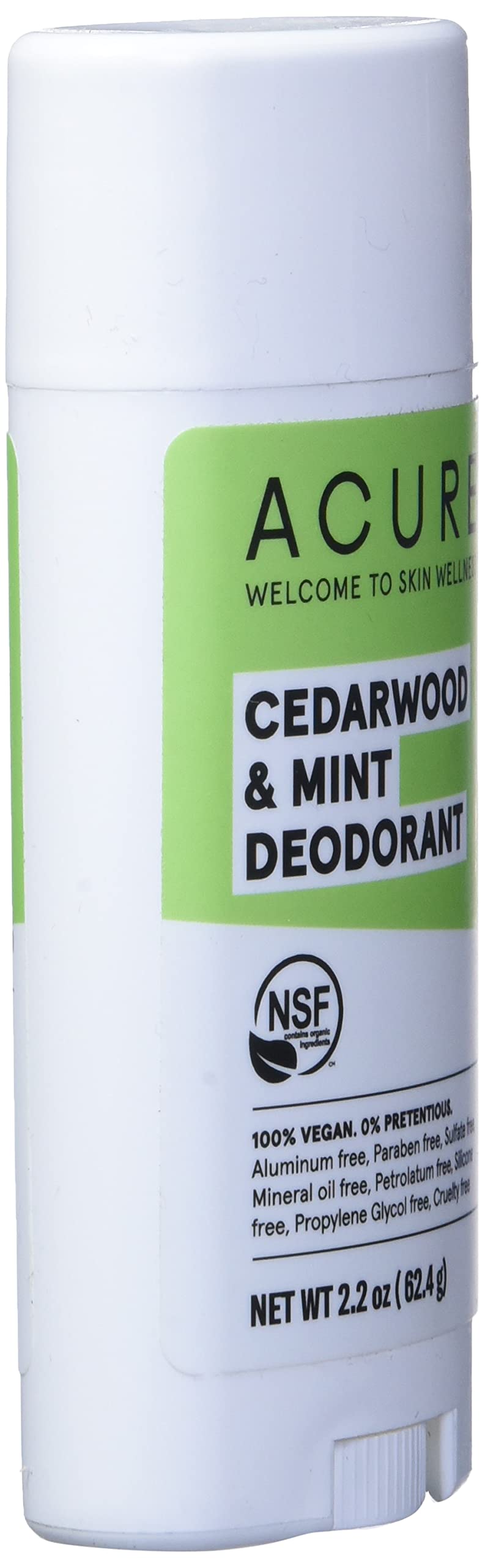 [Australia] - ACURE Cedarwood & Mint Deodorant, 100% Vegan, NSF Certified - Contains Organic Ingredients, Aluminum-Free, Woodsy & Minty Finish Scent, 2.2 Ounce 
