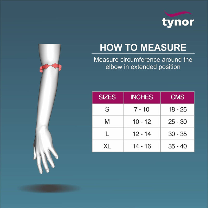 [Australia] - TYNOR Elbow Support (Elbow Brace, Sports, Compression Sleeve, Men & Women, Pain relief Support) - Medium | 1 Unit Medium (10-12) 