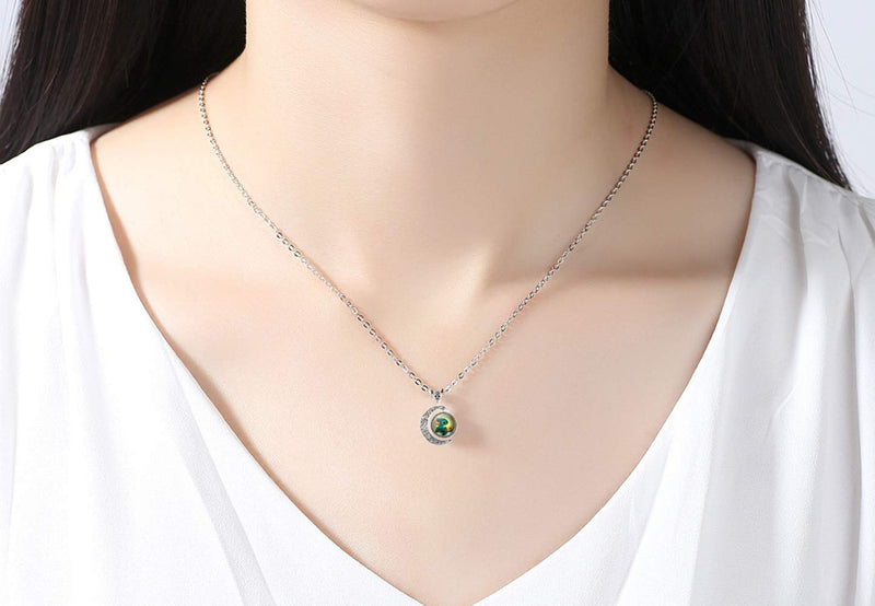 [Australia] - AIIGOU Moon Pendant Necklace Stitch and Turtle Necklace jewelry, Crescent Cartoon Necklace 