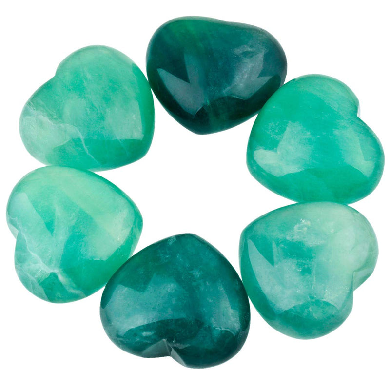 [Australia] - KYEYGWO Green Fluorite Puff Heart Healing Crystals Love Stone, Pocket Stones Palm Worry Stone for Reiki Meditation Balancing, 1.7" (1 PCS) 02-Green Fluorite 