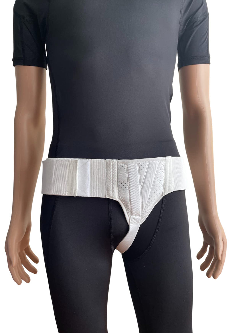 [Australia] - FlexaMed Left Side Inguinal Groin Hernia Truss with Compression Pad White - Medium Medium (Pack of 1) 