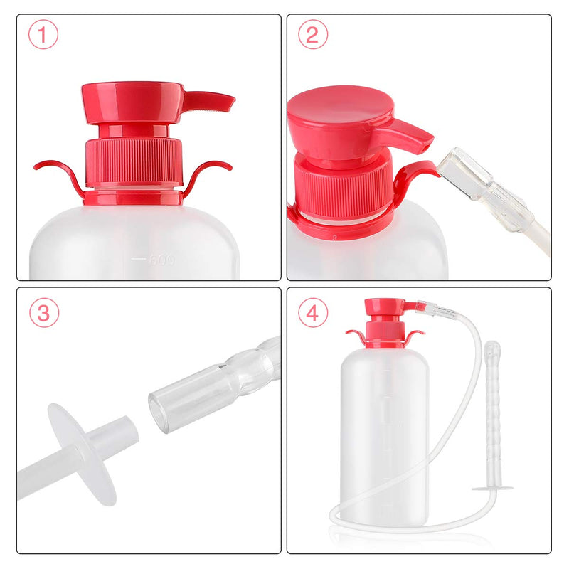 [Australia] - LIVE4COOL Douche Bottle for Women Reusable Vaginal Cleansing System, 600ml/20.3oz Reusable Vaginal Enema Douche, Capacity Cleanser with 4 Nozzles, Storage Bag, Non-Toxic 