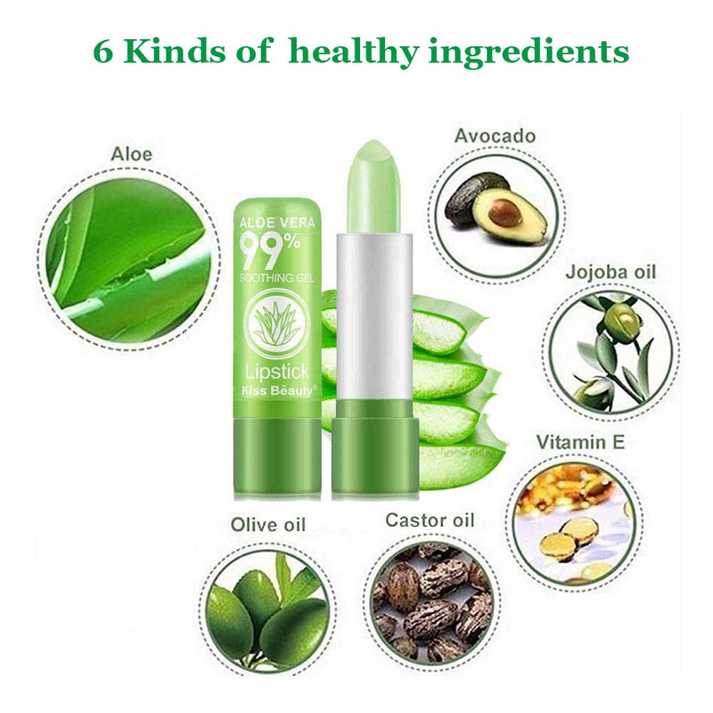 [Australia] - 2 Pack Aloe Vera Lipstick, Firstfly Long Lasting Nutritious Lip Balm Lips Moisturizer Magic Temperature Color Change Lip Gloss (Green) Green 