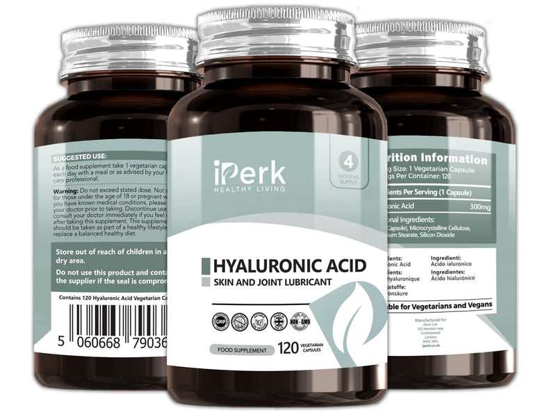 [Australia] - iperk Hyaluronic Acid 300mg | 120 Capsules 4 Months Supply | Hyaluronic Acid Supplement 