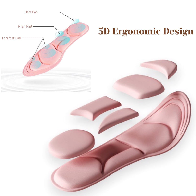 [Australia] - CB 2 Pairs 5D Sponge Insoles Shoe Inserts Liners Cushion Breathable Absorption Arch Pain Barefoot Support Heel Pain Relief Fit Women 5-8.5, Men 4-7, Black Style A-2 Pairs Black 