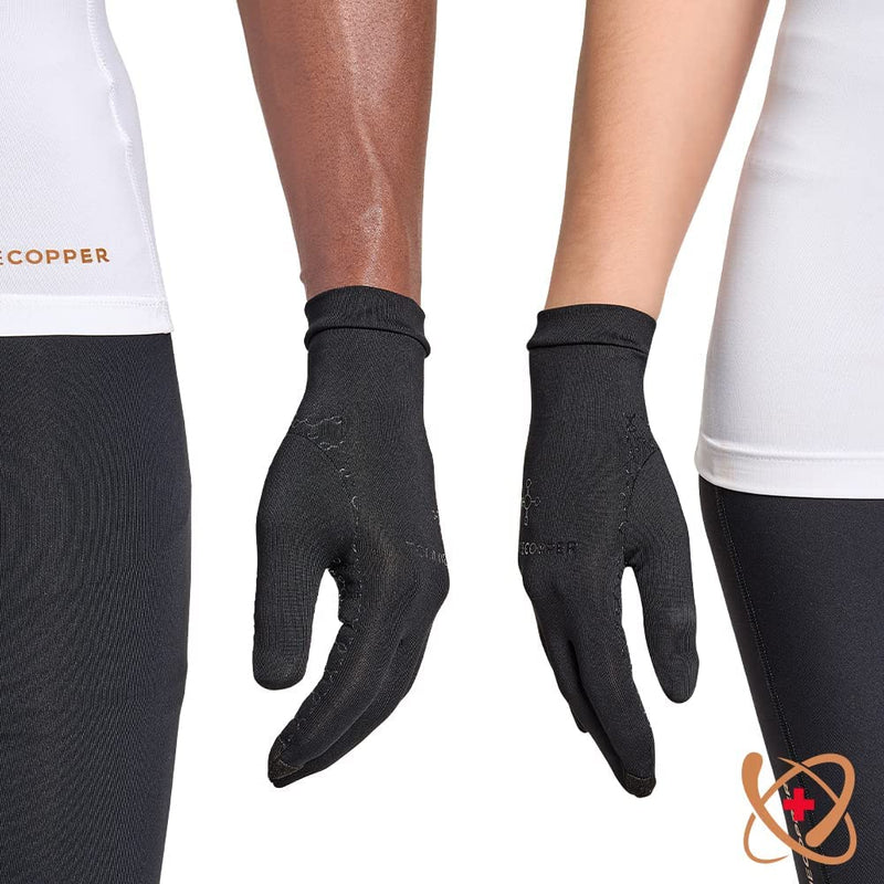 [Australia] - Tommie Copper Unisex Core Compression Infrared Full Finger Gloves Large 