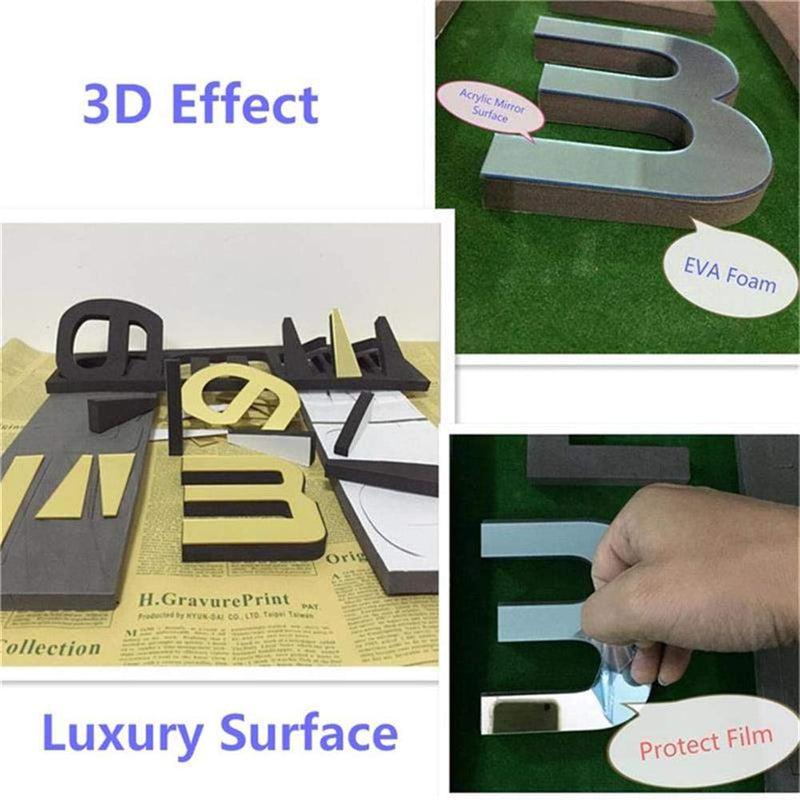 [Australia] - Large DIY Wall Clock Modern 3D Wall Clock with Mirror Numbers Stickers for Home Office Decoration Black 