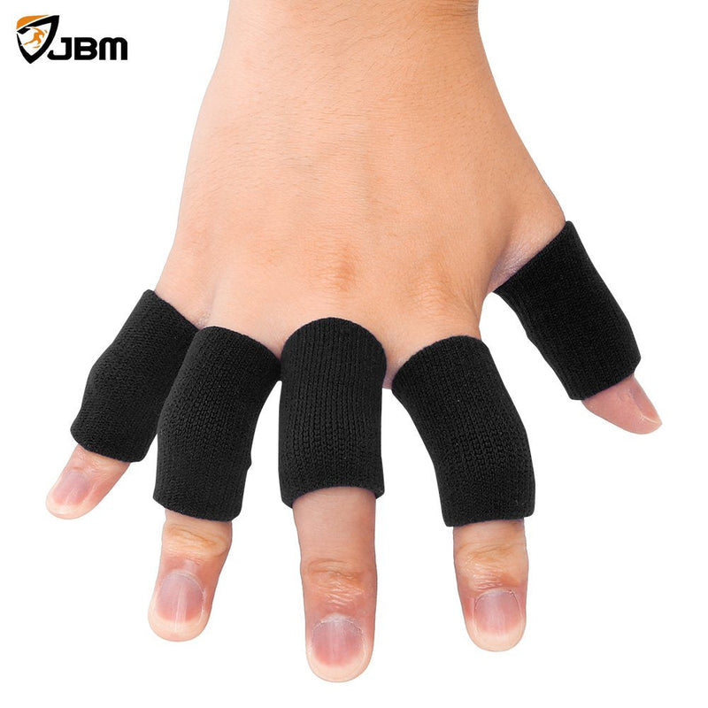 [Australia] - JBM Adult Finger Brace Splint Sleeve Thumb Support Protector Soft Comfortable Cushion Pressure Safe Elastic Breathable Spandex Finger Splinter Boating Gym (Black) Black 