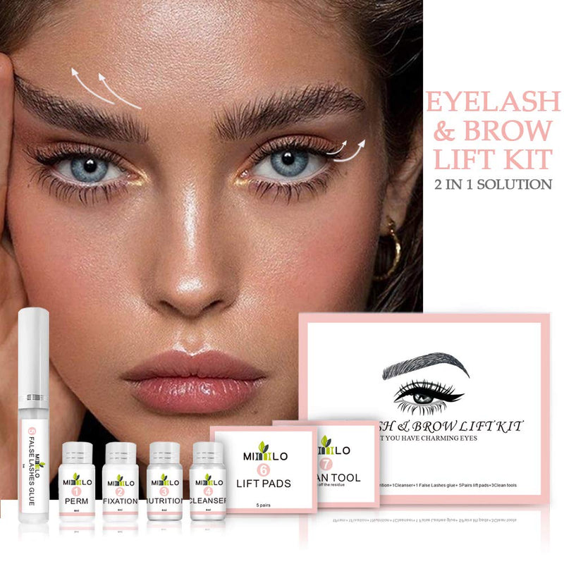 [Australia] - 2 In1 Eyelash and Brow Lamination Kit,Professional Eyelash Eyebrow Lift Kit,DIY Perm Kit for Lashes Brows,Semi-Permanent Curling Perming Wave Suitable For Home Salon Use 