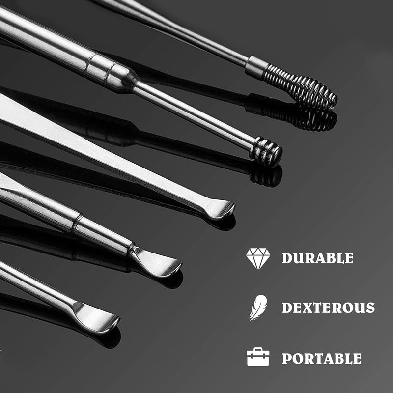 [Australia] - HOTX Ear Wax Removal Kit, Ear Cleansing, Cleaning Brush and Storage Box, One-Piece Ear Picker Design for Adults and Kids (Silvery 6Pcs) Silvery 