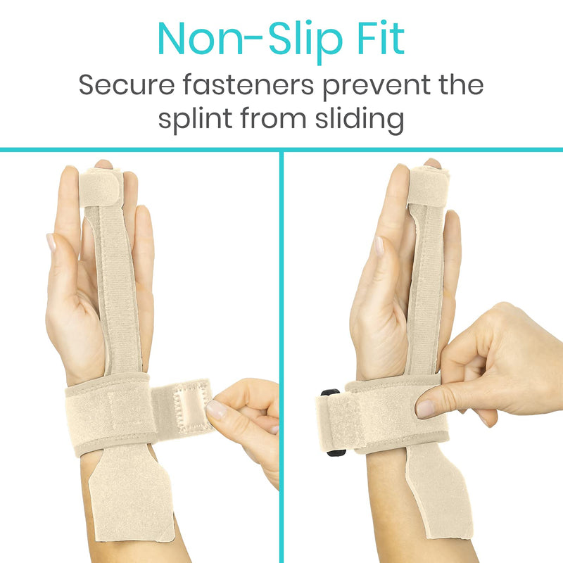 [Australia] - Vive Trigger Finger Splint - Full Hand and Wrist Brace Support - Adjustable Locking Straightener - Straightening Immobilizer Treatment For Sprains, Pain Relief, Mallet Injury, Arthritis, Tendonitis (Beige) 