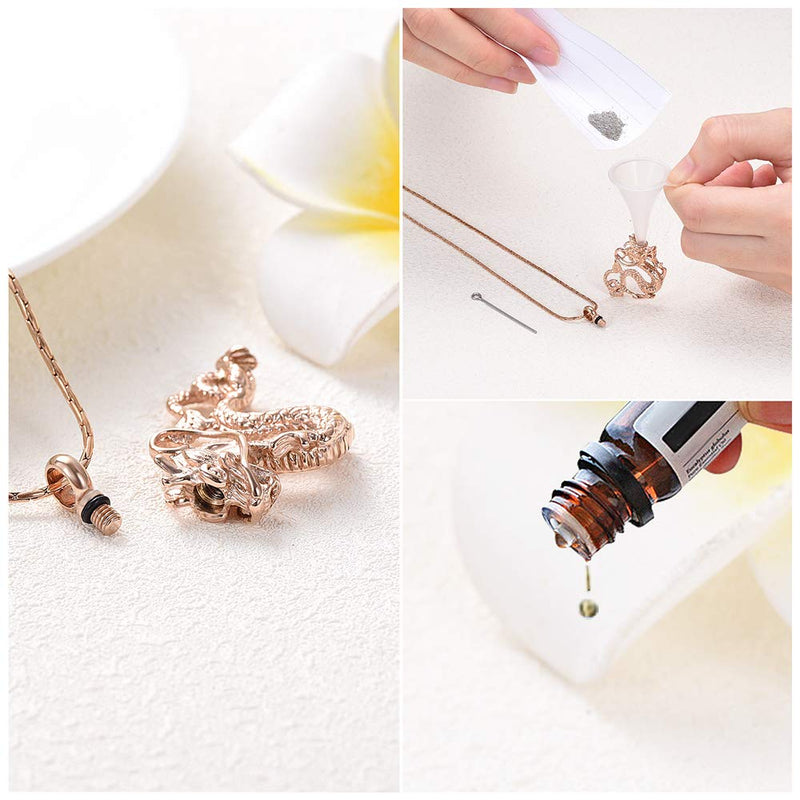 [Australia] - constantlife Cremation Jewelry for Ashes Stainless Steel Dragon Memorial Jewelry Cremation Ash Urn Necklace Urn Pendant for Man Women Rose Gold 