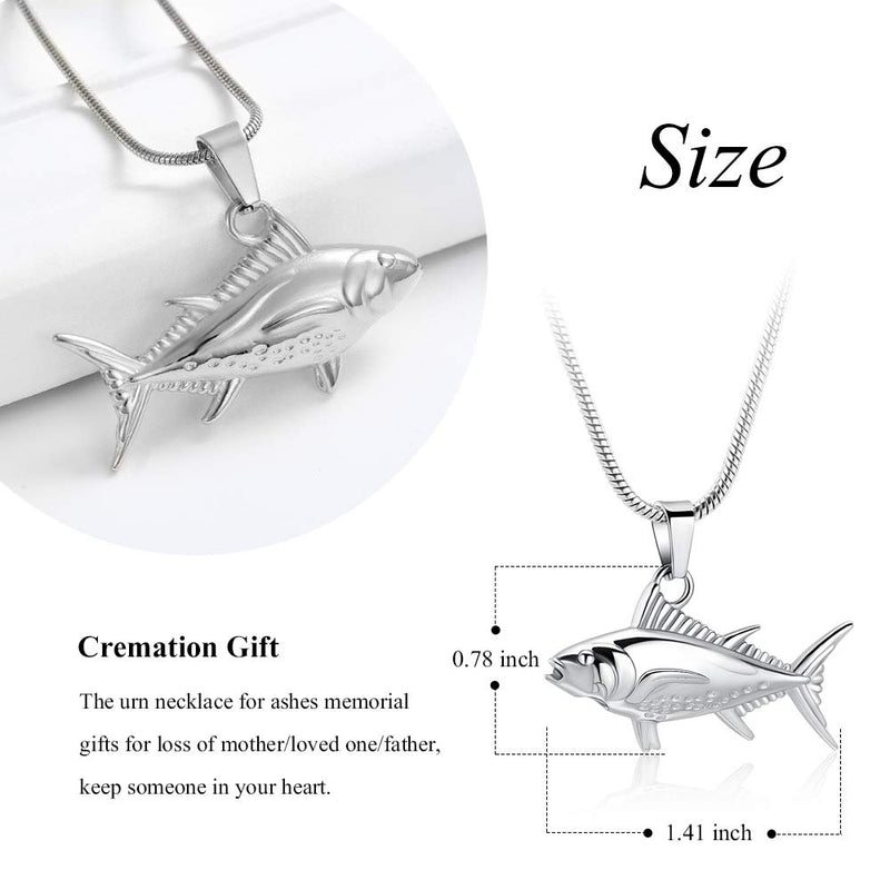 [Australia] - Imrsanl Cremation Jewelry for Ashes Fish Urns Necklace Memorial Keepsake Jewelry Ashes Pendant for Pets/Human Silver 