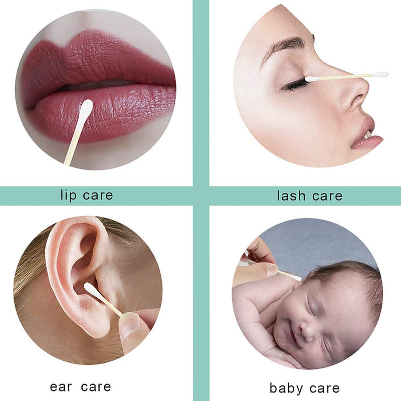 [Australia] - SWKJ 2 Packs Set(200 PCS) Bamboo Cotton Buds Eco-Friendly Cotton Ear Buds Swabs with Bamboo Handle Recyclable and Biodegradable Cotton Swabs for Makeup Cleaning Ear Cleaning and Wound Cleaning 