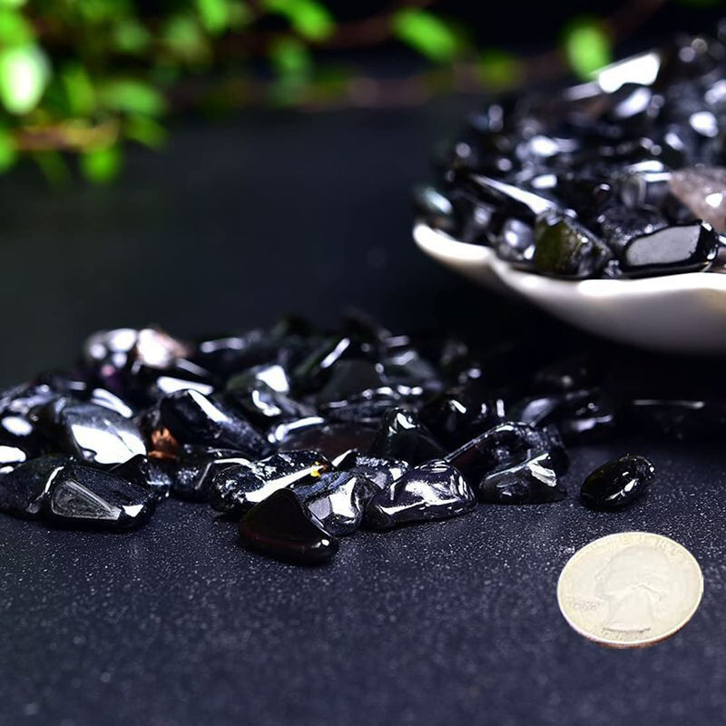 [Australia] - Natural Black Obsidian Tumbled Chips Crushed Crystal Stone, 7-9mm Polished Healing Crystal Chips Healing Reiki Crystal Jewelry Making Home Decoration 