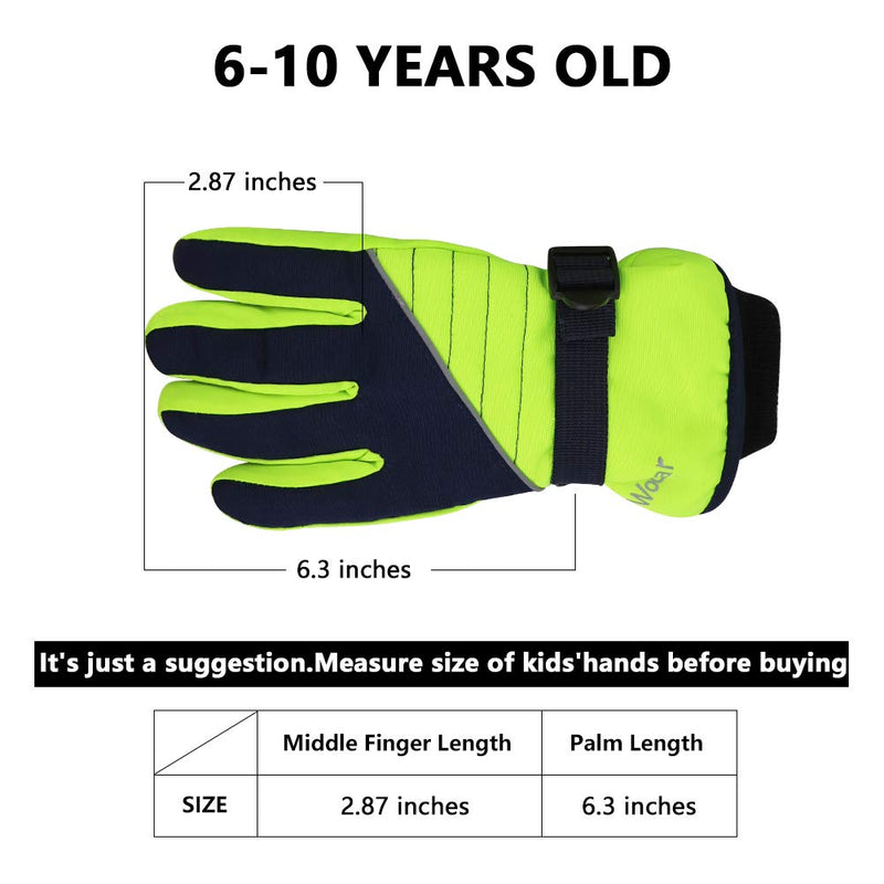 [Australia] - Kids Winter Gloves - Snow & Ski Waterproof Youth Gloves for Boys & Girls - for Cold Weather Outdoor Play of Skiing & Snowboarding - Windproof Thermal Shell & Synthetic Leather Palm 