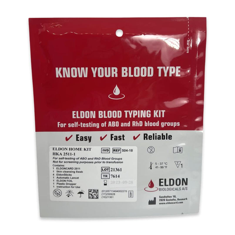 [Australia] - 3 x Eldoncard Blood Type Test | A,B,O,AB & Rh Test | 3 x One Step Extra Lancets (3 Test Pack) 