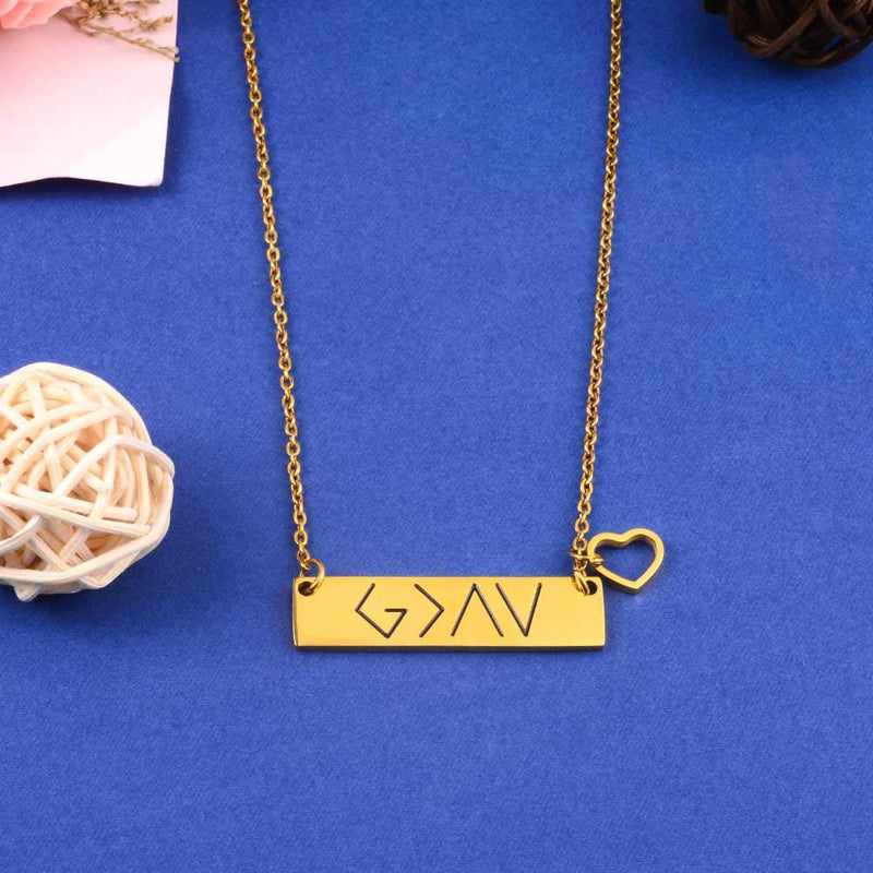 [Australia] - SUNSH God is Greater Than The Highs and Lows Pendant Necklaces for Women Girls Coordinates Specific Bar Necklace Religious Gift Jewelry Gold GOD Golden Necklaces 