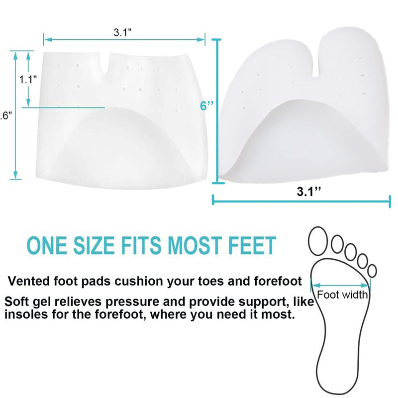 [Australia] - Mcvcoyh Gel Toe Protectors with Metatarsal Pads, Toe Caps Toe Sleeves for Women, Ball of Foot Cushion for Corns Remover, Callus Cushion and Blister Pads, 1 Pair Toe Guards and Toe Covers Close White 