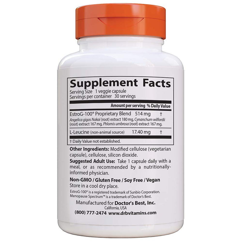 [Australia] - Doctor's Best Menopause Spectrum with EstroG-100, Non-GMO, Vegan, Gluten Free, Soy Free, Veggie Caps, 30 Count 