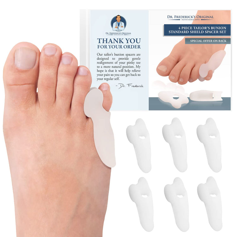 [Australia] - Dr. Frederick's Original Tailor's Bunion Shield Spacers - Soft Gel Bunionette Pads with Spacer - Tailors Bunion Pad Corrector - Fast Pain Relief for Men & Women - Pinky Toe Protection - 6 ct. 
