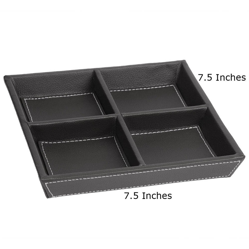[Australia] - Profile Gifts Jeffrey 4 Compartment Valet Tray and Leatherette Organizer Box for Wallets, Coins, Keys, and Jewelry 