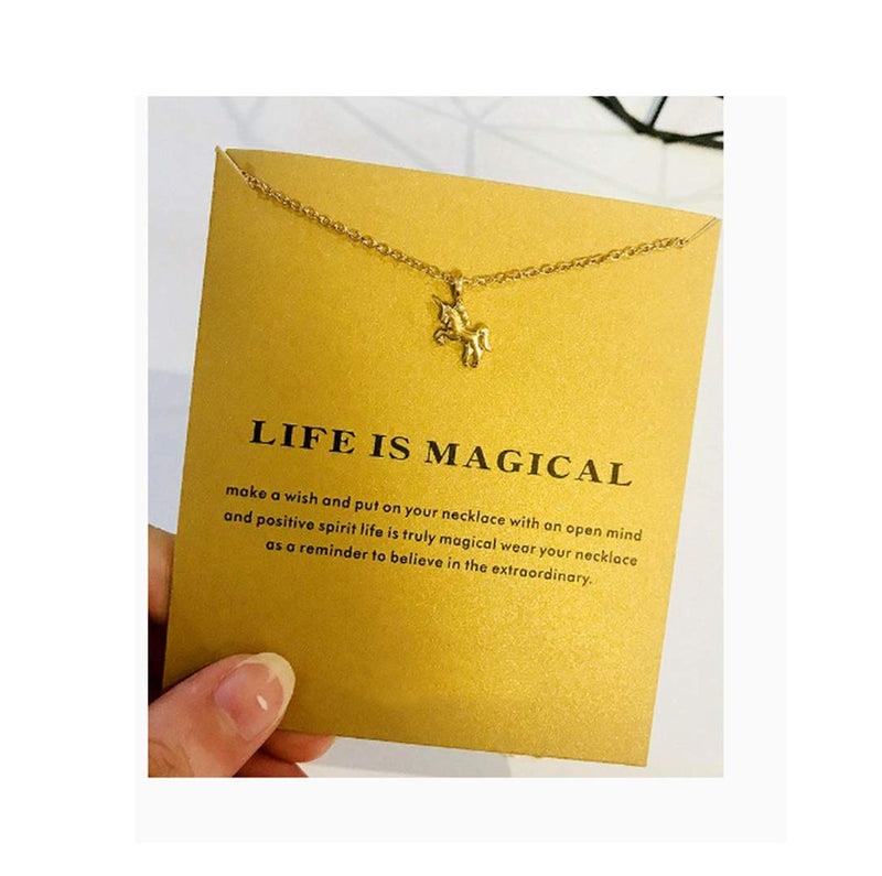 [Australia] - Baydurcan Friendship Anchor Compass Necklace Good Luck Elephant Pendant Chain Necklace with Message Card Gift Card gold unicorn 