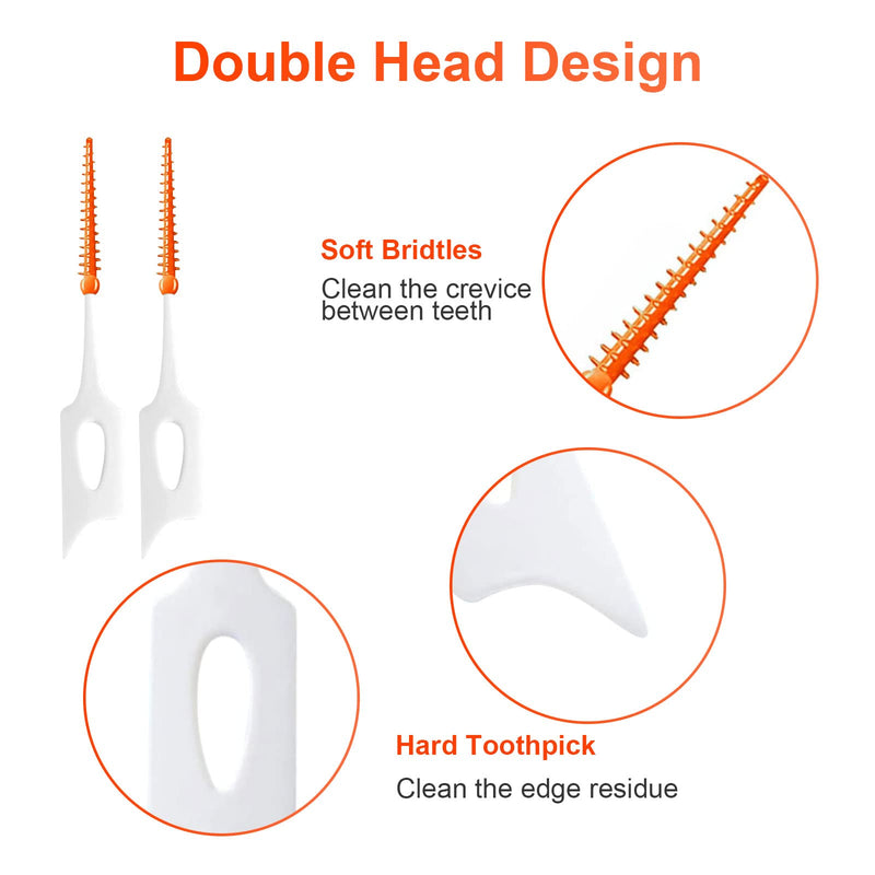[Australia] - VIKSAUN 200 Pieces Interdental Brushes, Tooth Floss Picks Interdental Brush Flosser Sticks, Silicone Dental Picks, Oral Tooth Clean Silicone Floss Tooth Gap Brush for Protecting Teeth (Orange) Orange 